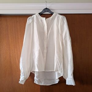 a new day White Button-Down Blouse Shirt Floaty Small NEW